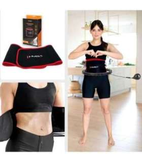 SET HULA HOOP HHW02 BLACK WITH WEIGHT HMS + WAIST SUPPORT BR163 RED