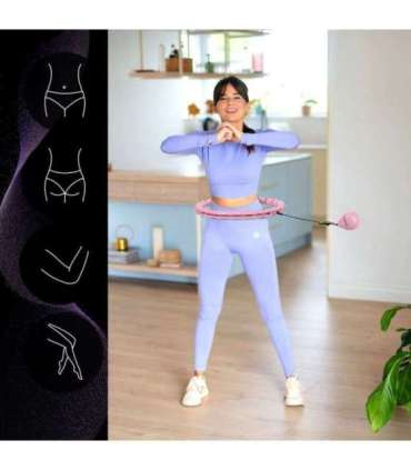 Набор хула-хуп HHW02, светло-розовый с утяжелителем (HMS) + поддержка талии BR163, красный