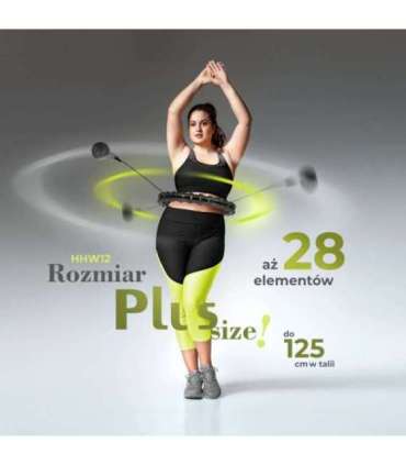 SET HULA HOOP HHW12 BLACK WITH WEIGHT HMS + WAIST SUPPORT BR163 BLACK PLUS SIZE