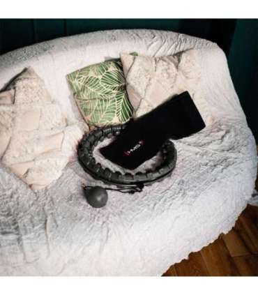 SET HULA HOOP HHW12 BLACK WITH WEIGHT HMS + WAIST SUPPORT BR163 BLACK PLUS SIZE