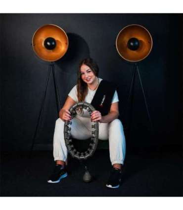 SET HULA HOOP HHW12 BLACK WITH WEIGHT HMS + WAIST SUPPORT BR163 BLACK PLUS SIZE