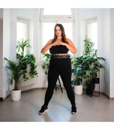 SET HULA HOOP HHW12 BLACK WITH WEIGHT HMS + WAIST SUPPORT BR163 BLACK PLUS SIZE