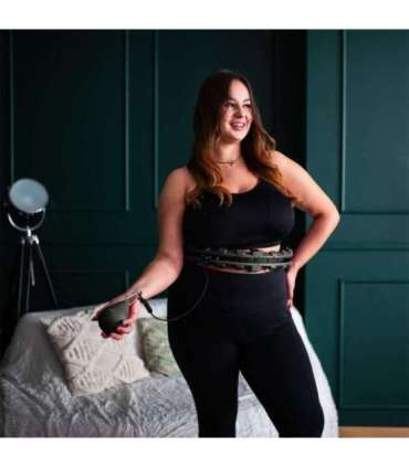 SET HULA HOOP HHW12 BLACK WITH WEIGHT HMS + WAIST SUPPORT BR163 BLACK PLUS SIZE