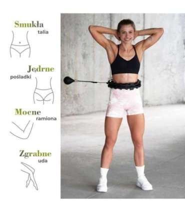SET HULA HOOP HHW12 BLACK WITH WEIGHT HMS + WAIST SUPPORT BR163 BLACK PLUS SIZE