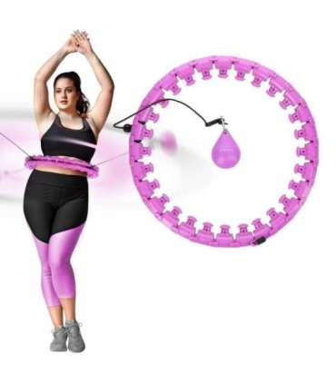 Набор Hula Hoop HHW12, фиолетовый с утяжелителем (HMS) + поддержка талии BR163, чёрная, плюс размер