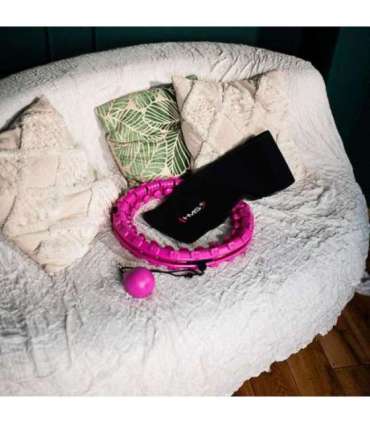 Набор Hula Hoop HHW12, фиолетовый с утяжелителем (HMS) + поддержка талии BR163, чёрная, плюс размер