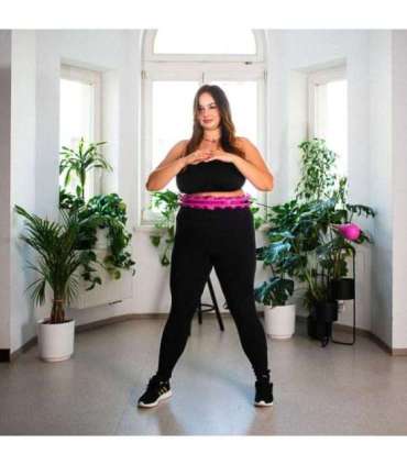 Набор Hula Hoop HHW12, фиолетовый с утяжелителем (HMS) + поддержка талии BR163, чёрная, плюс размер