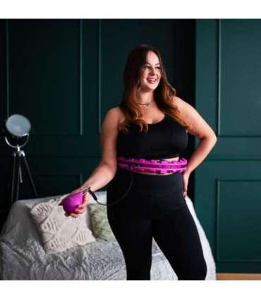 Набор Hula Hoop HHW12, фиолетовый с утяжелителем (HMS) + поддержка талии BR163, чёрная, плюс размер