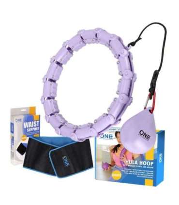Набор хула-хуп OHA02, фиолетовый, с утяжелителем One Fitness и поясной поддержкой BR160