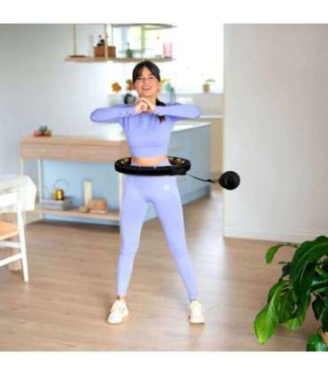 SET HULA HOOP HHM13 BLACK/GOLD WITH WEIGHT AND COUNTER HMS + WAIST SUPPORT BR163 BLACK ONE SIZE