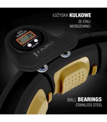 SET HULA HOOP HHM13 BLACK/GOLD WITH WEIGHT AND COUNTER HMS + WAIST SUPPORT BR163 BLACK ONE SIZE