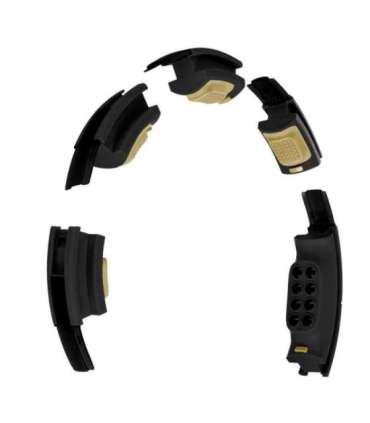 SET HULA HOOP HHM13 BLACK/GOLD WITH WEIGHT AND COUNTER HMS + WAIST SUPPORT BR163 BLACK ONE SIZE