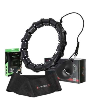 Набор хула-хуп HHW11, черный, с утяжелением (HMS) и поддержкой для талии BR163, черный, плюс-размер