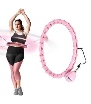 Комплект хула-хуп HHW11, светло-розовый с утяжелителем (HMS) + поддержка талии BR163 черная, большого размера