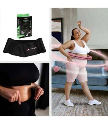 Комплект хула-хуп HHW11, светло-розовый с утяжелителем (HMS) + поддержка талии BR163 черная, большого размера