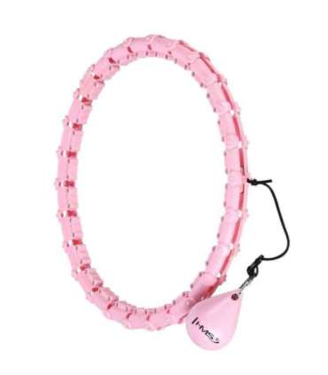 Комплект хула-хуп HHW11, светло-розовый с утяжелителем (HMS) + поддержка талии BR163 черная, большого размера