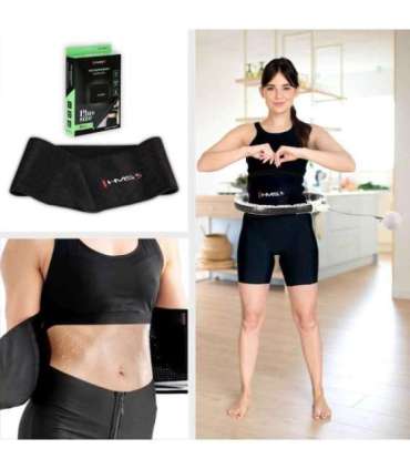 SET HULA HOOP MAGNETIC WHITE HHM16 WITH WEIGHT + COUNTER HMS + WAIST SUPPORT BR163 BLACK PLUZ SIZE
