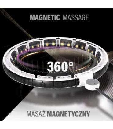 SET HULA HOOP MAGNETIC WHITE HHM16 WITH WEIGHT + COUNTER HMS + WAIST SUPPORT BR163 BLACK PLUZ SIZE