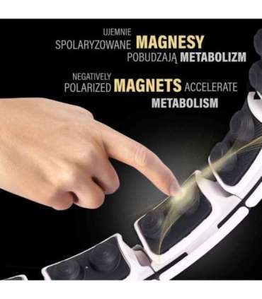 SET HULA HOOP MAGNETIC WHITE HHM16 WITH WEIGHT + COUNTER HMS + WAIST SUPPORT BR163 BLACK PLUZ SIZE