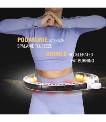 SET HULA HOOP MAGNETIC WHITE HHM16 WITH WEIGHT + COUNTER HMS + WAIST SUPPORT BR163 BLACK PLUZ SIZE