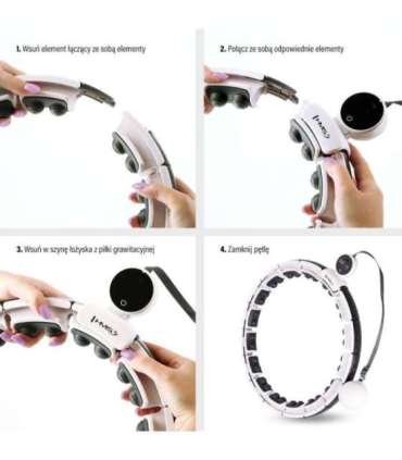 SET HULA HOOP MAGNETIC WHITE HHM16 WITH WEIGHT + COUNTER HMS + WAIST SUPPORT BR163 BLACK PLUZ SIZE