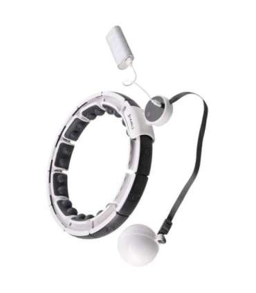SET HULA HOOP MAGNETIC WHITE HHM16 WITH WEIGHT + COUNTER HMS + WAIST SUPPORT BR163 BLACK PLUZ SIZE