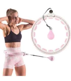 Hula-hoopi komplekt HHW06, roosa, raskuspalli ja loenduriga (HMS) + vöötugi BR163, must, plus-suurus