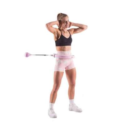 Набор хула-хуп HHW06, розовый, с утяжелённым мячом и счётчиком (HMS) + поддержка для талии BR163, чёрная, увеличенного размера