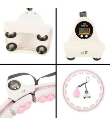 Набор хула-хуп HHW06, розовый, с утяжелённым мячом и счётчиком (HMS) + поддержка для талии BR163, чёрная, увеличенного размера