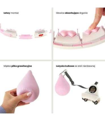 Набор хула-хуп HHW06, розовый, с утяжелённым мячом и счётчиком (HMS) + поддержка для талии BR163, чёрная, увеличенного размера