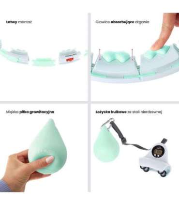 Набор хула-хупов HHW06, зелёный, с гравитационным шаром и счётчиком (HMS) и поддержкой для талии BR163, чёрный, большого размера