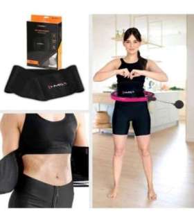 SET HULA HOOP MAGNETIC BLACK/PINK HHM16 WITH WEIGHT + COUNTER HMS + WAIST SUPPORT BR163 BLACK