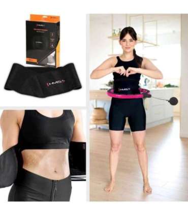 SET HULA HOOP MAGNETIC BLACK/PINK HHM16 WITH WEIGHT + COUNTER HMS + WAIST SUPPORT BR163 BLACK