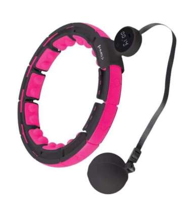 SET HULA HOOP MAGNETIC BLACK/PINK HHM16 WITH WEIGHT + COUNTER HMS + WAIST SUPPORT BR163 BLACK