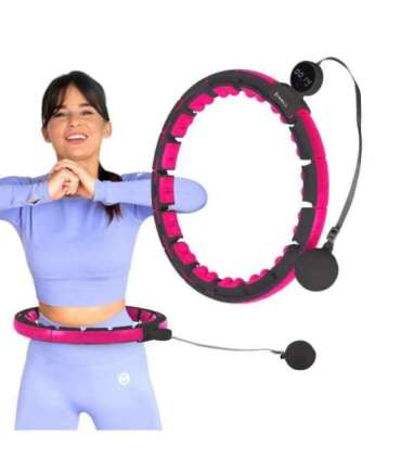 SET HULA HOOP MAGNETIC BLACK/PINK HHM16 WITH WEIGHT + COUNTER HMS + WAIST SUPPORT BR163 BLACK