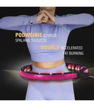 SET HULA HOOP MAGNETIC BLACK/PINK HHM16 WITH WEIGHT + COUNTER HMS + WAIST SUPPORT BR163 BLACK