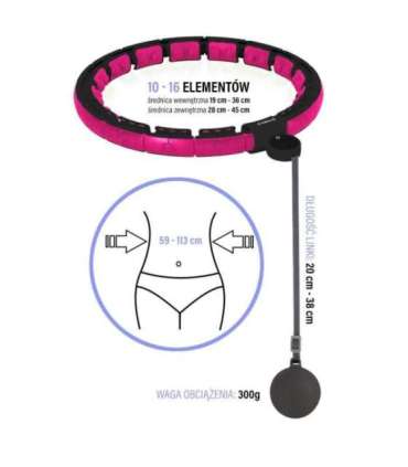 SET HULA HOOP MAGNETIC BLACK/PINK HHM16 WITH WEIGHT + COUNTER HMS + WAIST SUPPORT BR163 BLACK