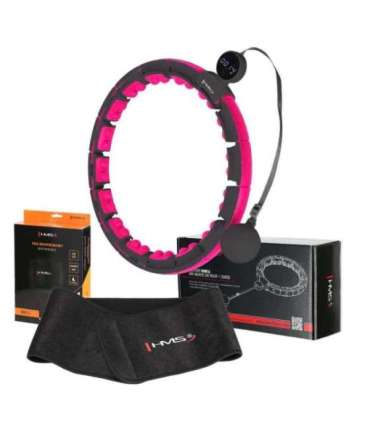 SET HULA HOOP MAGNETIC BLACK/PINK HHM16 WITH WEIGHT + COUNTER HMS + WAIST SUPPORT BR163 BLACK