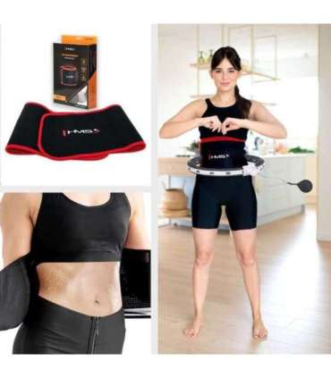 SET HULA HOOP MAGNETIC BLACK HHM15 WITH WEIGHT + COUNTER HMS + WAIST SUPPORT BR163 RED