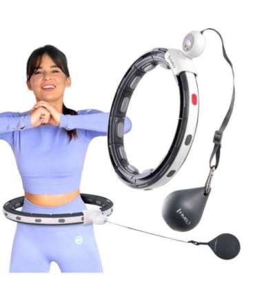 SET HULA HOOP MAGNETIC BLACK HHM15 WITH WEIGHT + COUNTER HMS + WAIST SUPPORT BR163 RED