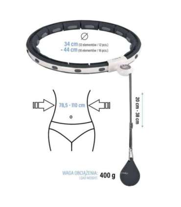 SET HULA HOOP MAGNETIC BLACK HHM15 WITH WEIGHT + COUNTER HMS + WAIST SUPPORT BR163 RED