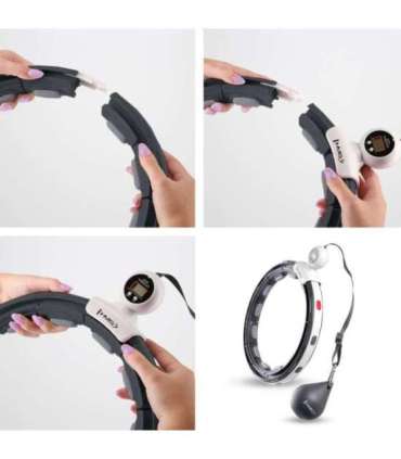 SET HULA HOOP MAGNETIC BLACK HHM15 WITH WEIGHT + COUNTER HMS + WAIST SUPPORT BR163 RED