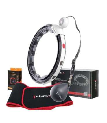 SET HULA HOOP MAGNETIC BLACK HHM15 WITH WEIGHT + COUNTER HMS + WAIST SUPPORT BR163 RED