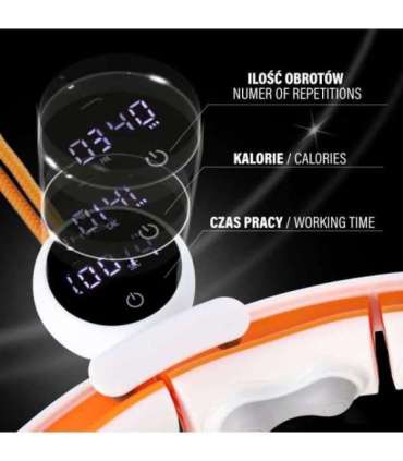 SET HULA HOOP MAGNETIC WHITE/ORANGE HHM21 WITH WEIGHT + COUNTER HMS + SLIMMING BELT BR1313