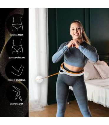 SET HULA HOOP MAGNETIC WHITE/ORANGE HHM21 WITH WEIGHT + COUNTER HMS + SLIMMING BELT BR1313
