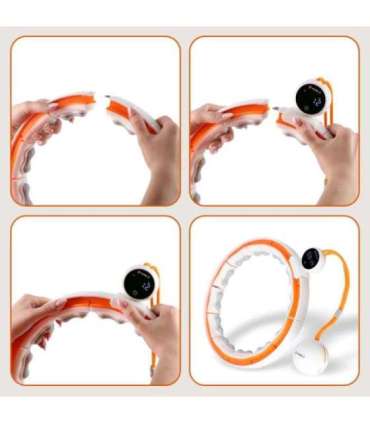 SET HULA HOOP MAGNETIC WHITE/ORANGE HHM21 WITH WEIGHT + COUNTER HMS + SLIMMING BELT BR1313
