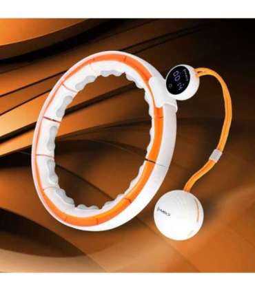 SET HULA HOOP MAGNETIC WHITE/ORANGE HHM21 WITH WEIGHT + COUNTER HMS + SLIMMING BELT BR1313