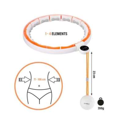 SET HULA HOOP MAGNETIC WHITE/ORANGE HHM21 WITH WEIGHT + COUNTER HMS + SLIMMING BELT BR1313