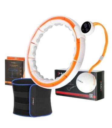 SET HULA HOOP MAGNETIC WHITE/ORANGE HHM21 WITH WEIGHT + COUNTER HMS + SLIMMING BELT BR1313