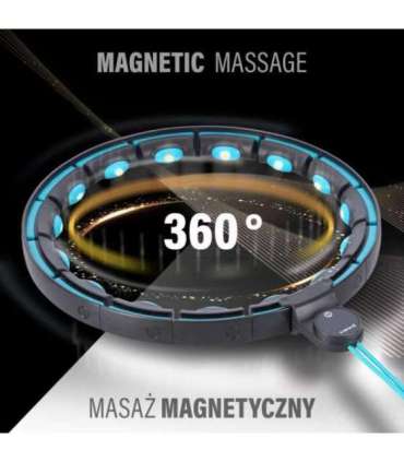 Набор: магнитный хула-хуп чёрный/бирюзовый HHM17 с утяжелителем + счётчик HMS + поясная опора BR163 (красный)